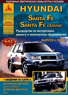 Книга Hyundai Santa Fe/Santa Fe Classik с 2000 г.в. с бензиновыми двигателями объемом 2.0 л; 2.4 л; 2.7 (V6) л и дизельным двигателем 2.0(D4EA) л + сведения на двигатель 3.5(V6) л