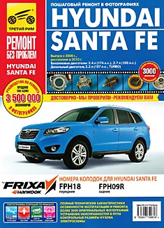 Книга Hyundai Santa Fe с 2006 г.в., рестайлинг в 2010 г.